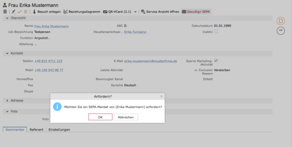 DocuSign - Aurea CRM DocuSign - elektronische Unterschrift - Aufruf aus dem Aurea CRM
